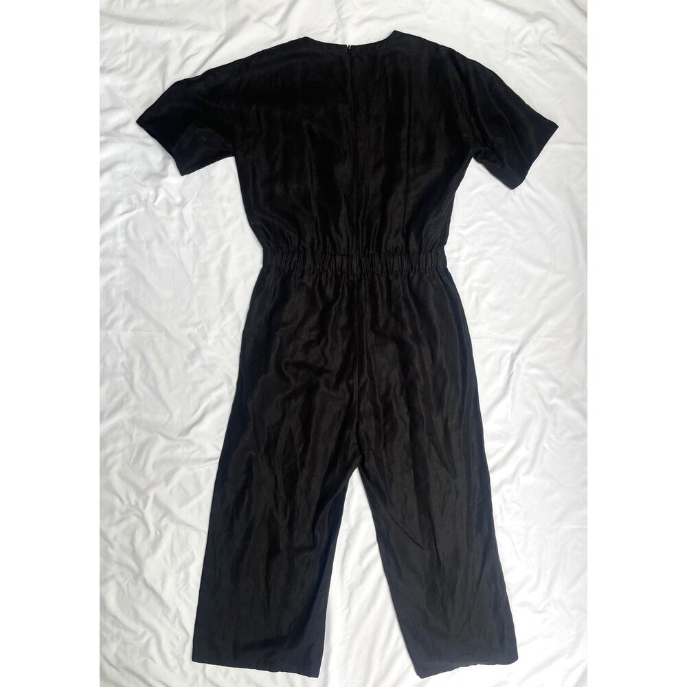 Eileen Fisher Black Tencel & Organic Linen Slub Wide Leg Jumpsuit, Medium - Picture 4 of 6